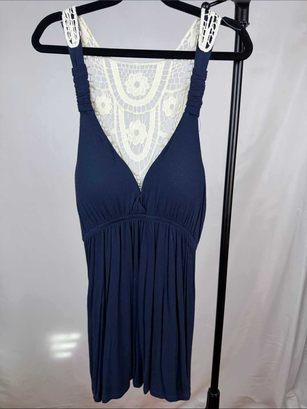 Pink Republic Navy Tunic Tank with Cream Lace Back